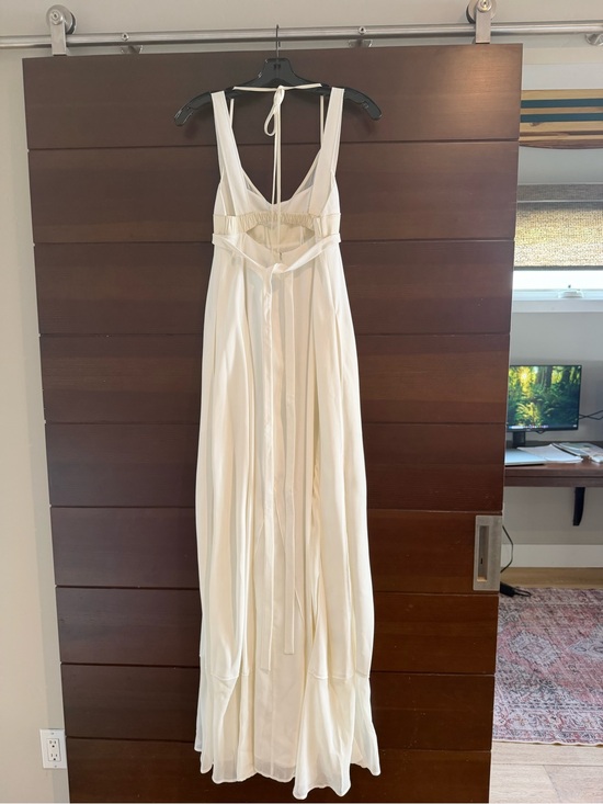 SAMKHAI Dresses & Skirts - Ivory Halter Maxi Dress with Waist Tie